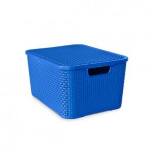 ORGANIZADOR RATTAN COM TAMPA AZUL - 7 LITROS