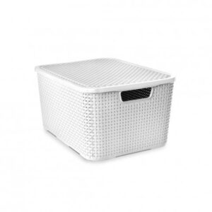 ORGANIZADOR RATTAN COM TAMPA BRANCO - 7 LITROS