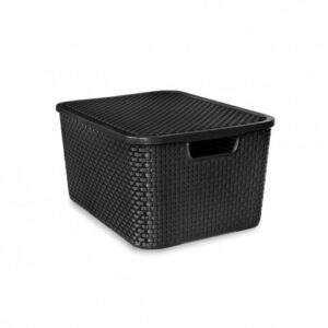 ORGANIZADOR RATTAN COM TAMPA PRETO - 7 LITROS