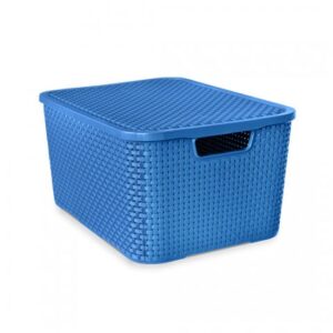 ORGANIZADOR RATTAN COM TAMPA AZUL - 15 LITROS