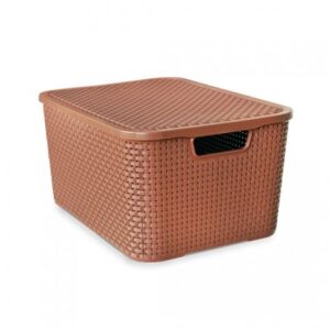 ORGANIZADOR RATTAN COM TAMPA MARROM - 15 LITROS