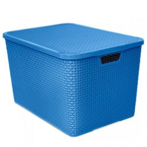 ORGANIZADOR RATTAN COM TAMPA AZUL - 40 LITROS