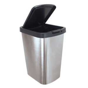 LIXEIRA COM TAMPA CLICK | LABEL METALIZADO INOX - 09 LITROS