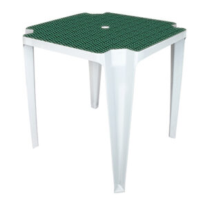 MESA MONOBLOCO QUADRADA BRANCA COM LABEL BAMBU