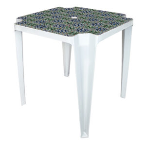 MESA MONOBLOCO QUADRADA BRANCA COM LABEL LISBOA