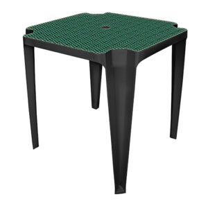 MESA MONOBLOCO QUADRADA PRETA COM LABEL BAMBU