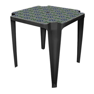 MESA MONOBLOCO QUADRADA PRETA COM LABEL LISBOA