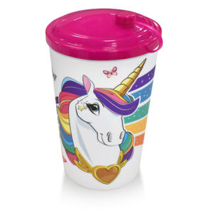 COPO PLÁSTICO COM TAMPA LABEL ROSA ESPECIAL - 550ML