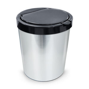 LIXEIRA COM TAMPA CLICK PARA ESCRITÓRIO | LABEL METALIZADO INOX - 10 LITROS