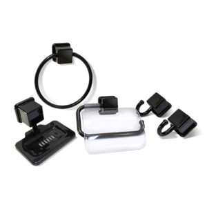 KIT ACESSÓRIO PARA BANHEIRO LINHA CARIBE COM 5 PEÇAS DESMONTADO PRETO