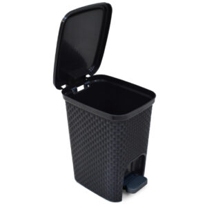 LIXEIRA RATTAN COM PEDAL PRETA - 07 LITROS