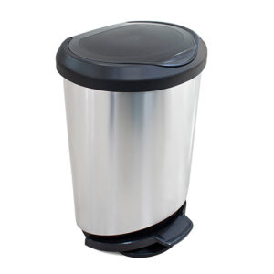 LIXEIRA COM PEDAL BORDA TRAVA SACO LABEL INOX - 45 LITROS