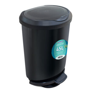 LIXEIRA COM PEDAL BORDA TRAVA SACO PRETA - 45 LITROS