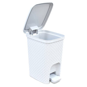 LIXEIRA RATTAN COM PEDAL BRANCA - 07 LITROS