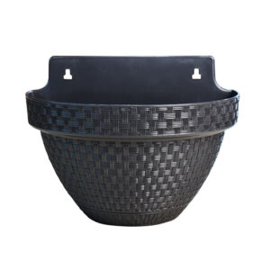 VASO DE PAREDE MEIA LUA RATTAN PRETO - 03 LITROS