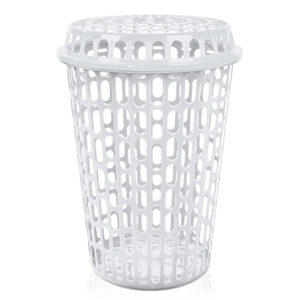 CESTO TELADO BRANCO COM TAMPA TELADA - 60 LITROS