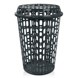 CESTO TELADO PRETO COM TAMPA TELADA - 60 LITROS