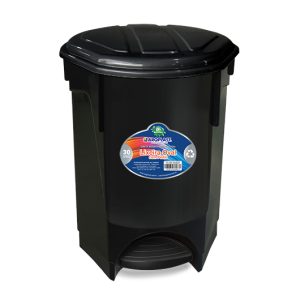LIXEIRA OVAL COM PEDAL PRETA DESMONTADA - 30 LITROS