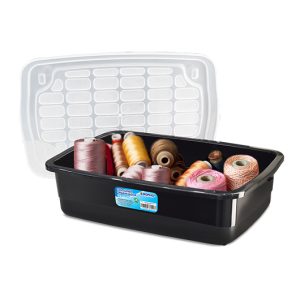CONTAINER ORGANIZADOR PRETO COM TAMPA TRANSPARENTE - 10 LITROS