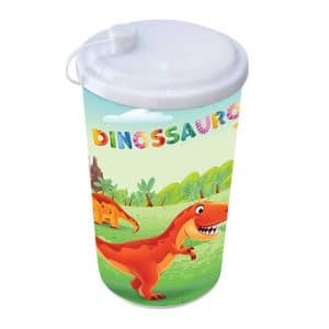 COPO PLÁSTICO COM TAMPA LABEL DINOSSAUROS - 550ML