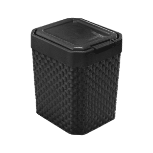 LIXEIRA PIA RATTAN COM TAMPA CLICK PRETA - 5 LITROS