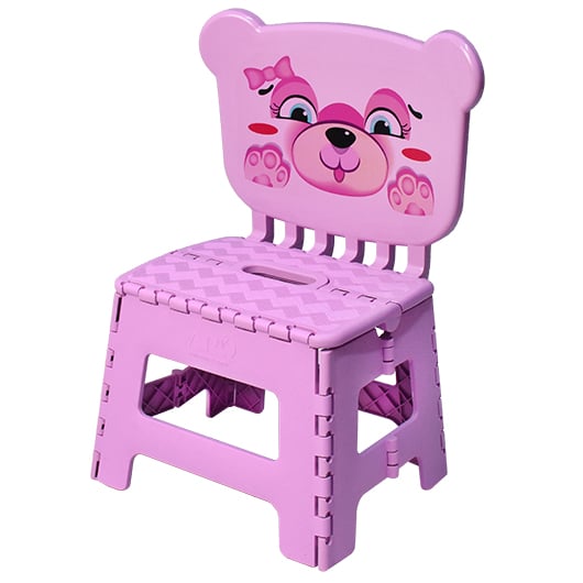 BANQUETA INFANTIL DOBRÁVEL COM ENCOSTO - ROSA LABEL