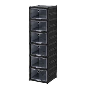 SAPATEIRA ORGANIZADORA MODULAR 6 ANDARES PORTA TRANSPARENTE PRETA