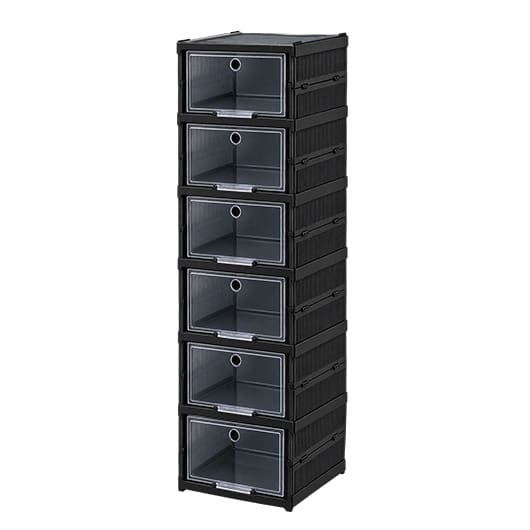 SAPATEIRA ORGANIZADORA MODULAR 6 ANDARES PORTA TRANSPARENTE PRETA